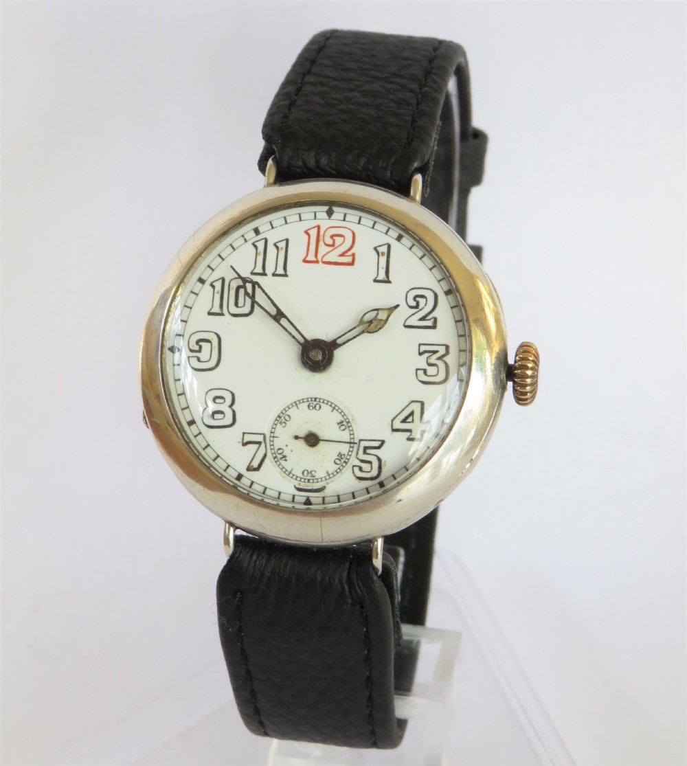 Gents antique silver Marvin trench watch, 1915