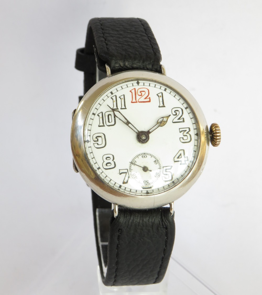 Gents antique silver Marvin trench watch, 1915 View II