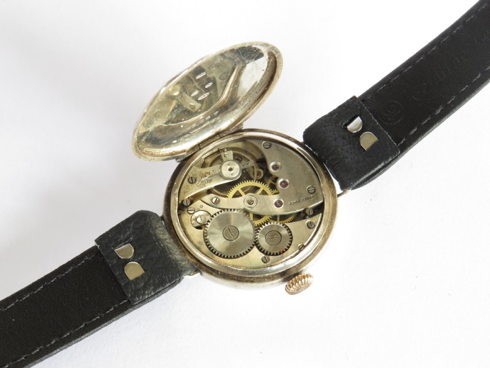 Gents antique silver Marvin trench watch, 1915 View IV