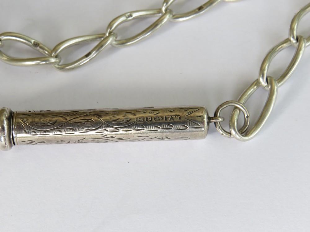 Antique silver pocket watch chain and propelling pencil View IV