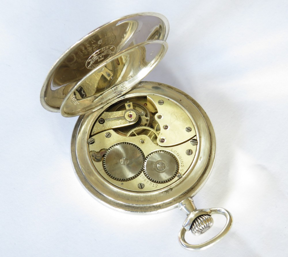 Antique Longines silver full hunter pocket watch, 1906 View III
