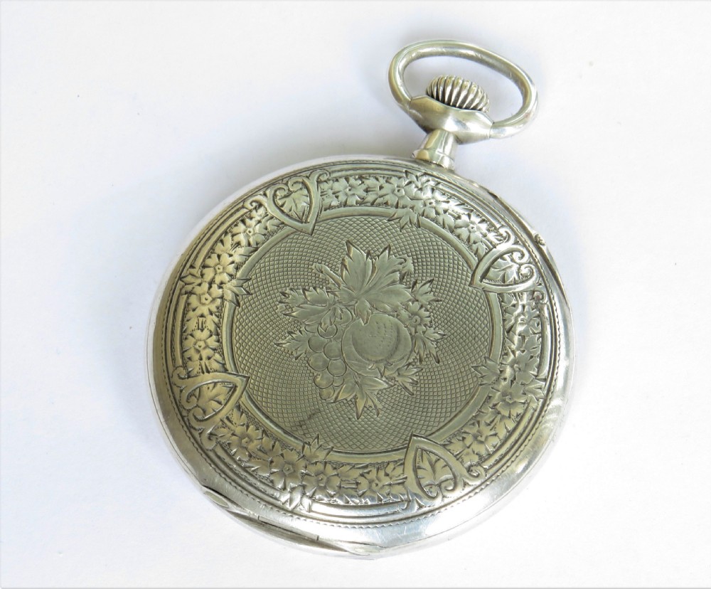 Antique Longines silver full hunter pocket watch, 1906 View VI