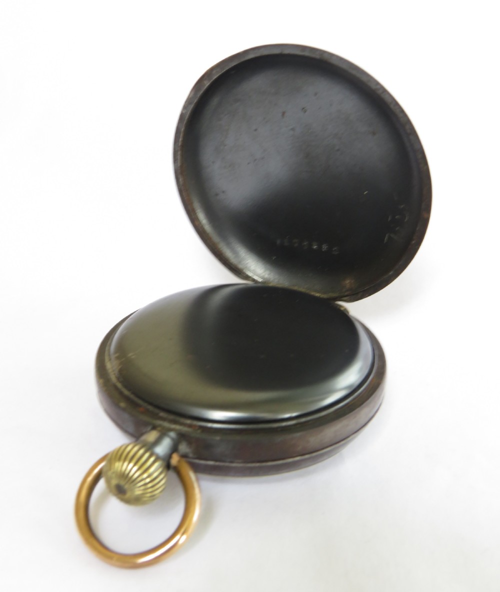 Antique Omega gun metal pocket watch View V