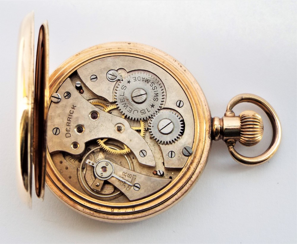 A1930s Derrick stem winding pocket watch. View V