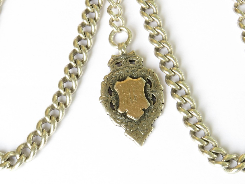 Antique silver double watch chain View II
