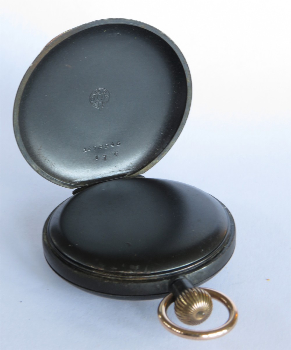 Antique gun metal and gold Omega pocket watch View III