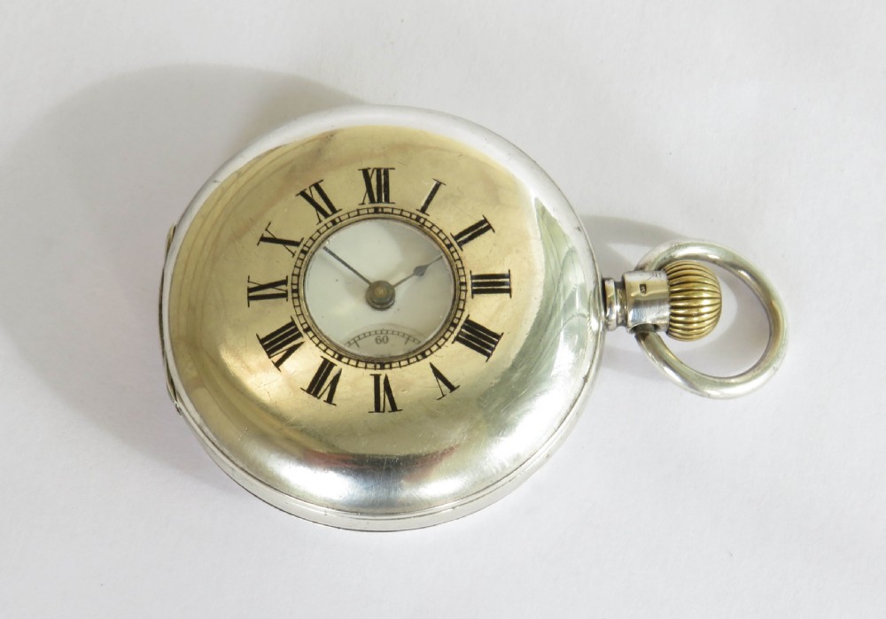 Antique silver half hunter pocket watch