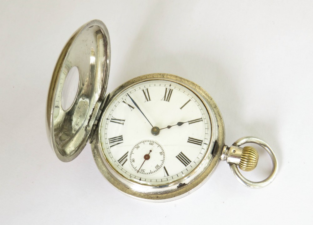 Antique silver half hunter pocket watch View III