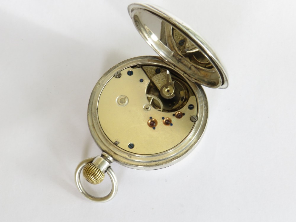 Antique silver half hunter pocket watch View V