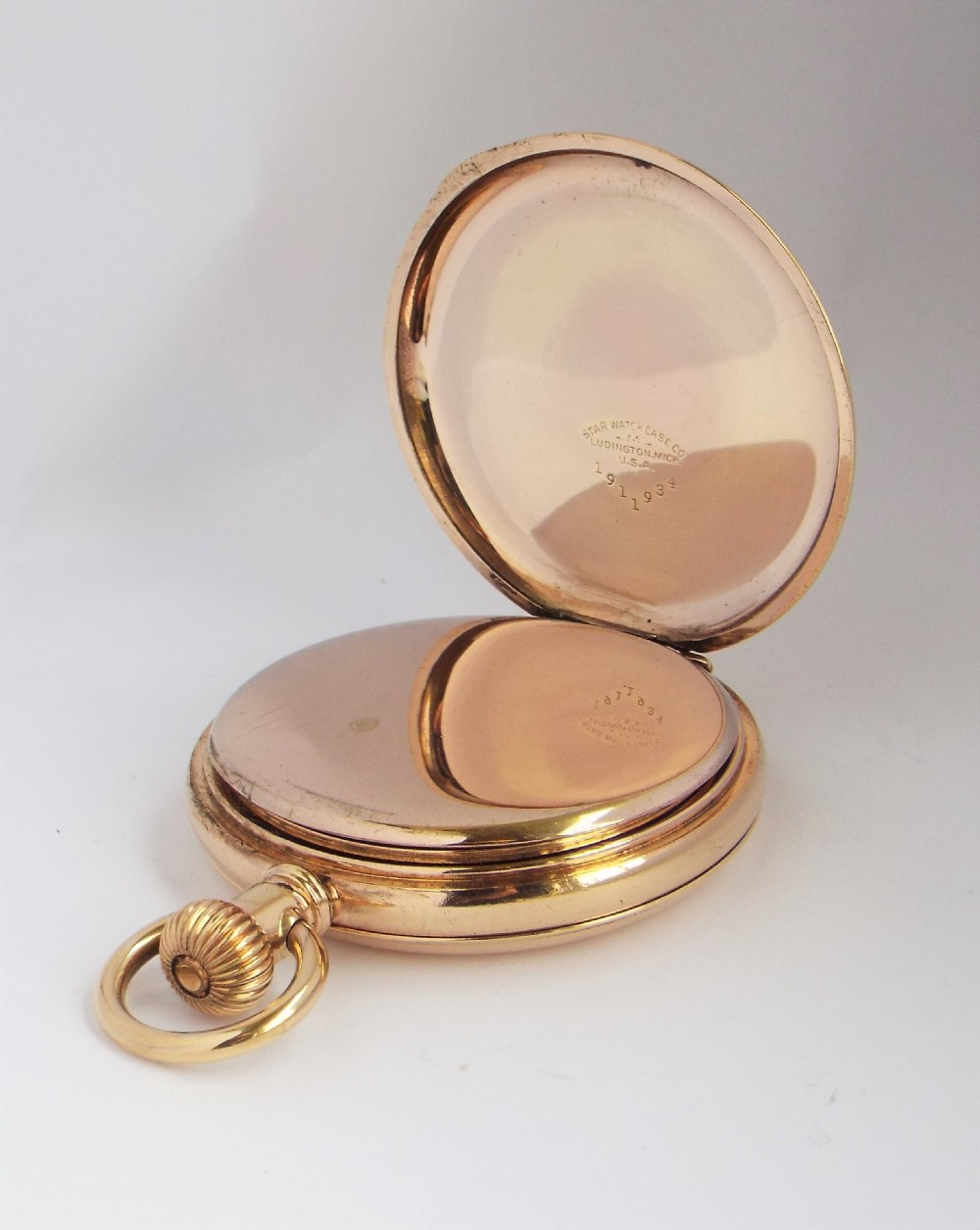 Antique 1920s Swiss full hunter pocket watch. View IV