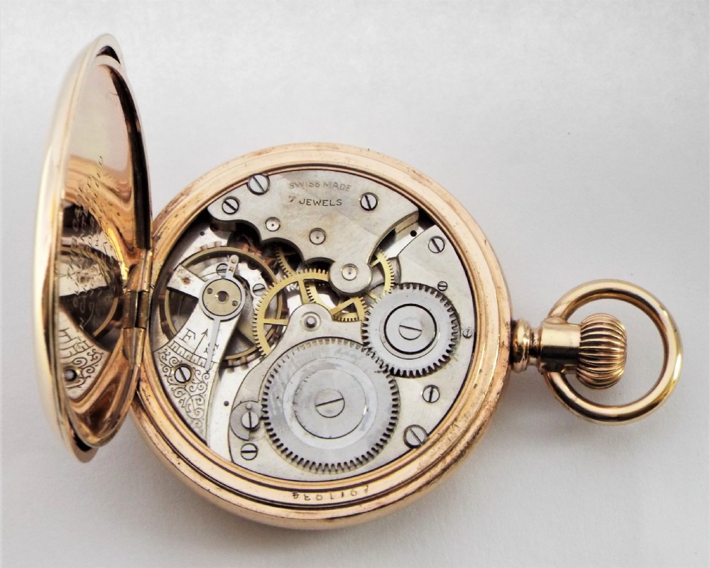 Antique 1920s Swiss full hunter pocket watch. View VI