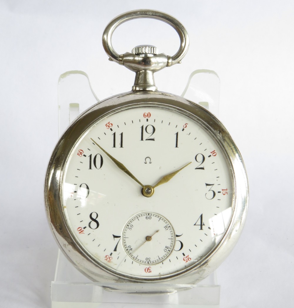 Antique silver Omega pocket watch, 1912 View II