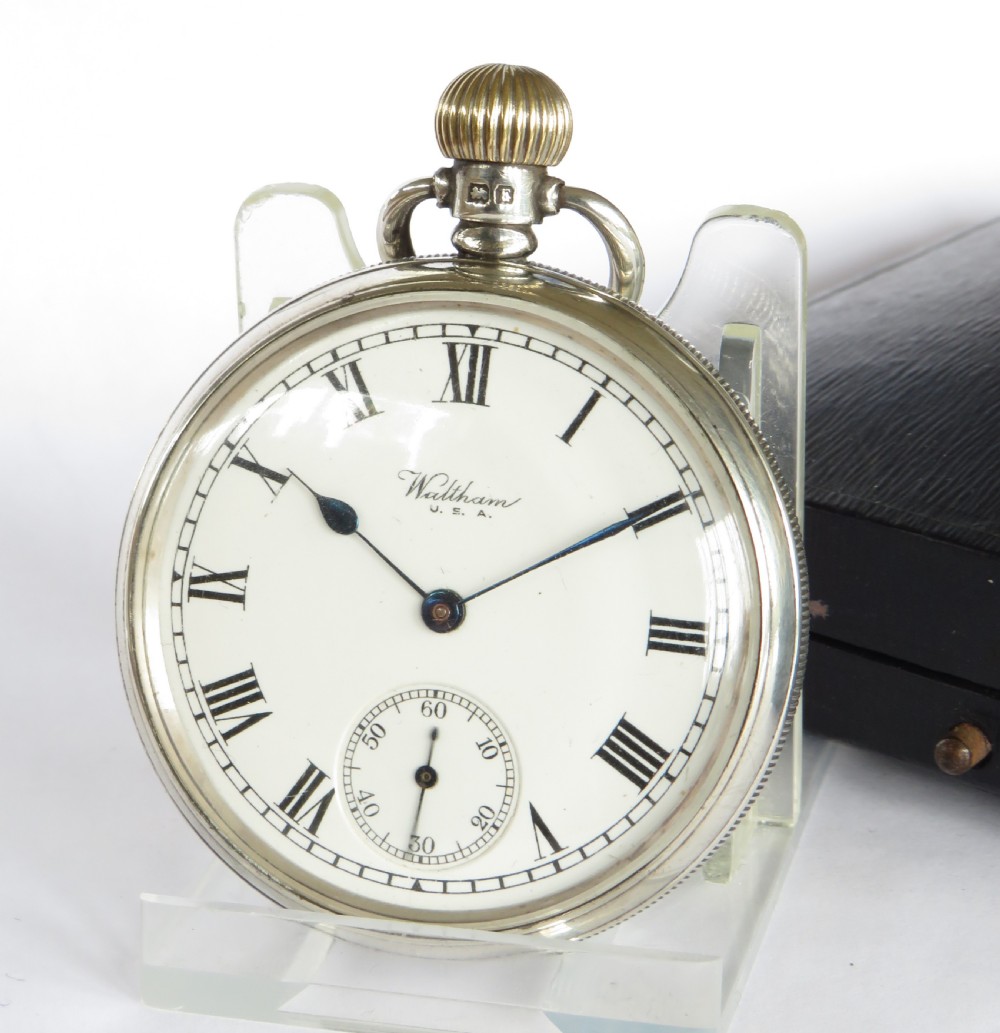 Silver Waltham pocket watch, 1930