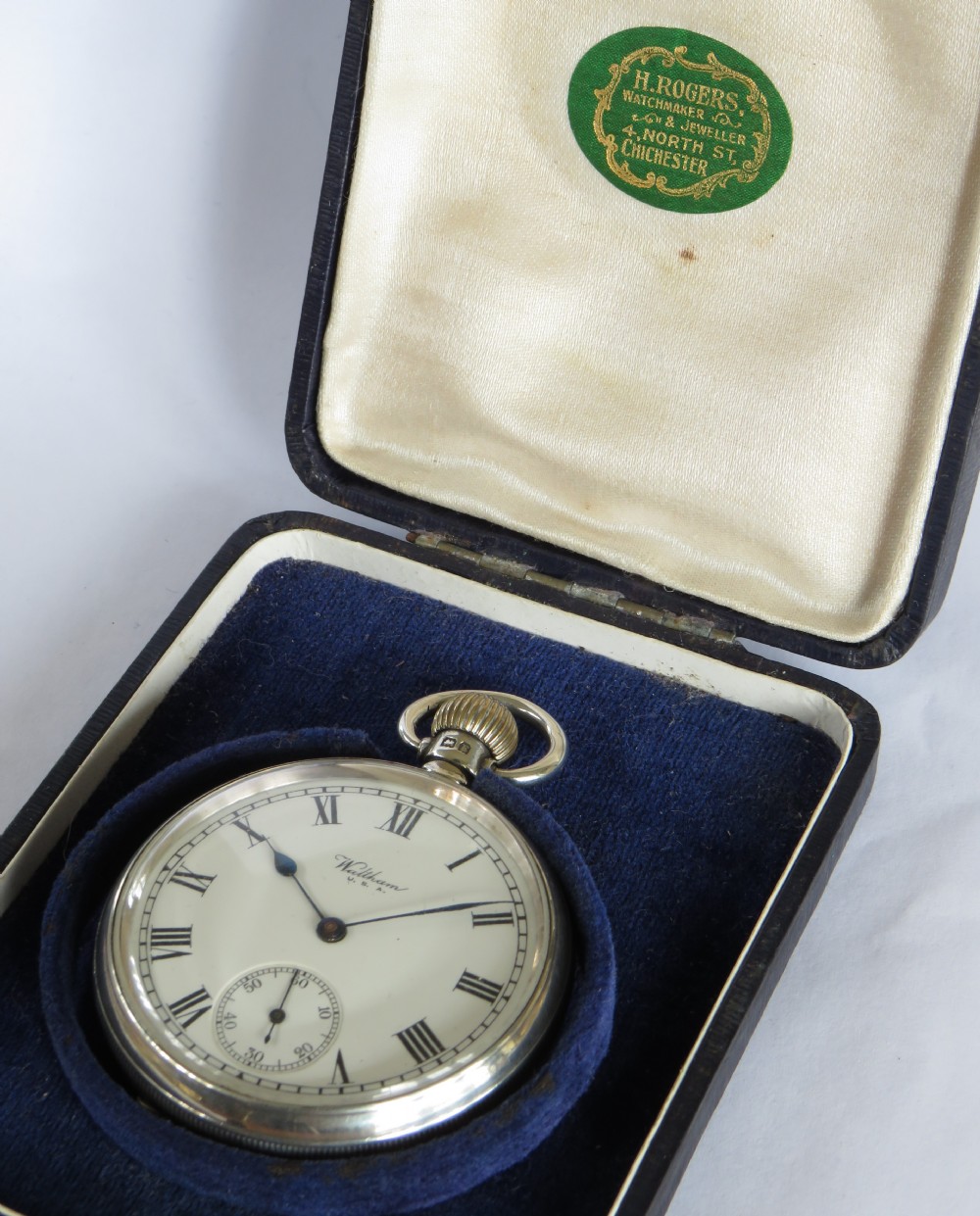 Silver Waltham pocket watch, 1930 View III