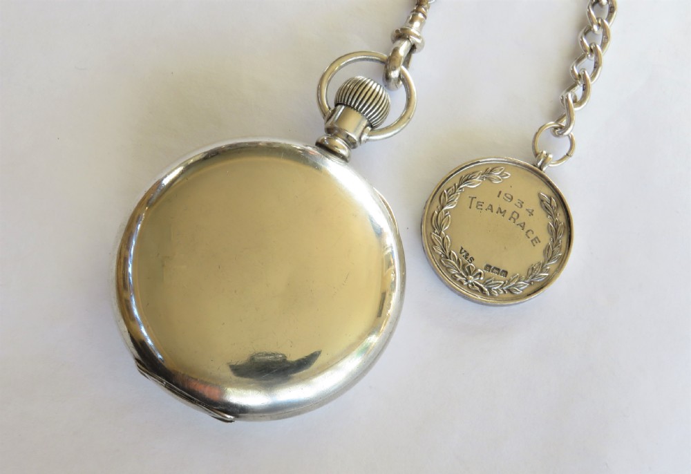 Antique silver Waltham pocket watch and chain 1919. View III