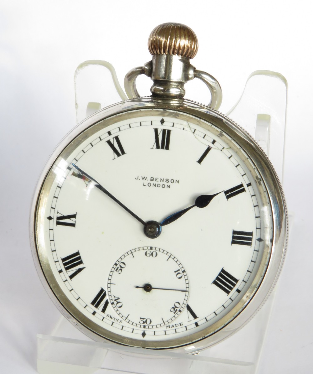 Silver J W Benson pocket watch