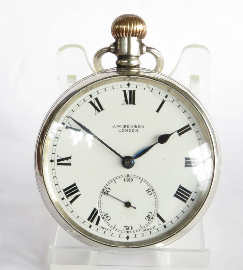 Silver J W Benson pocket watch View II
