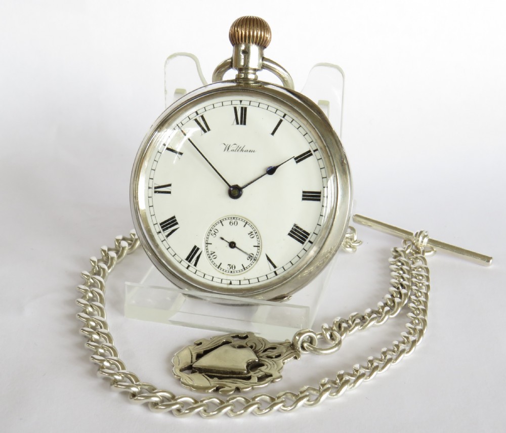 Antique Waltham Traveler pocket watch and chain