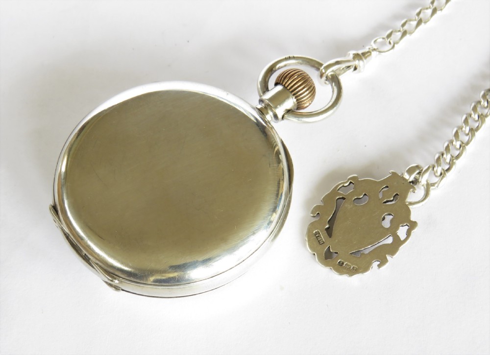 Antique Waltham Traveler pocket watch and chain View V
