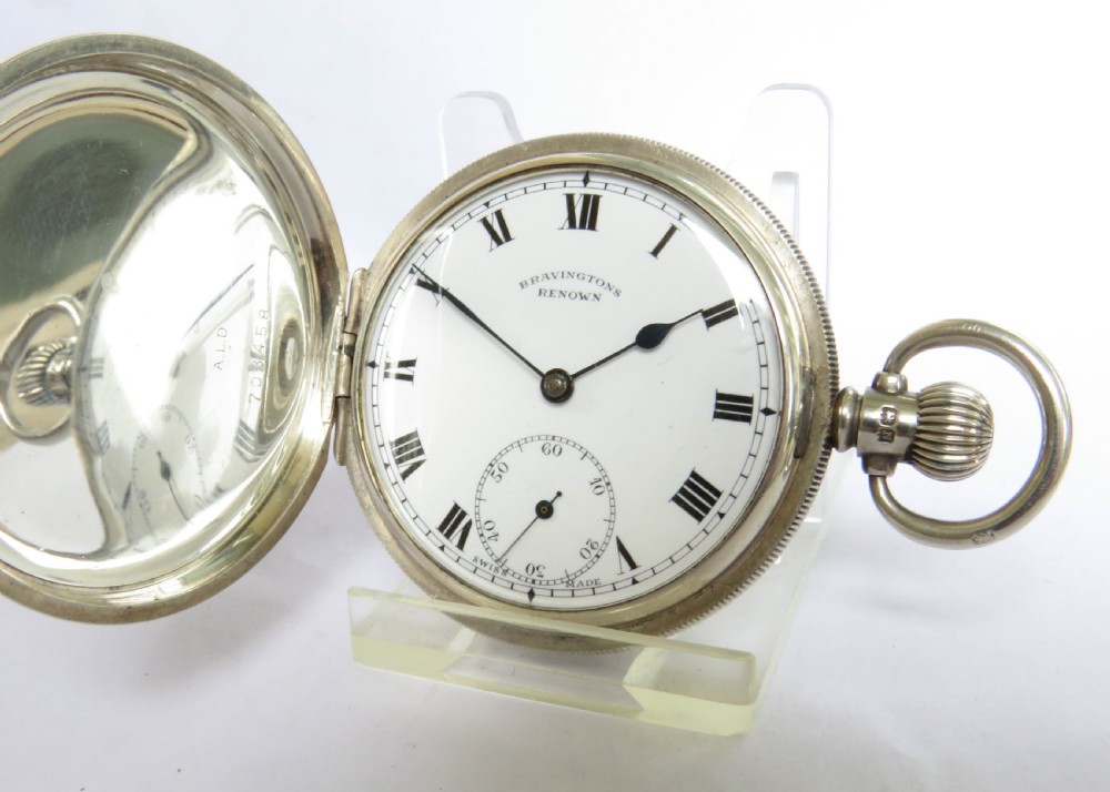 1939 silver Bravington Renown full hunter pocket watch