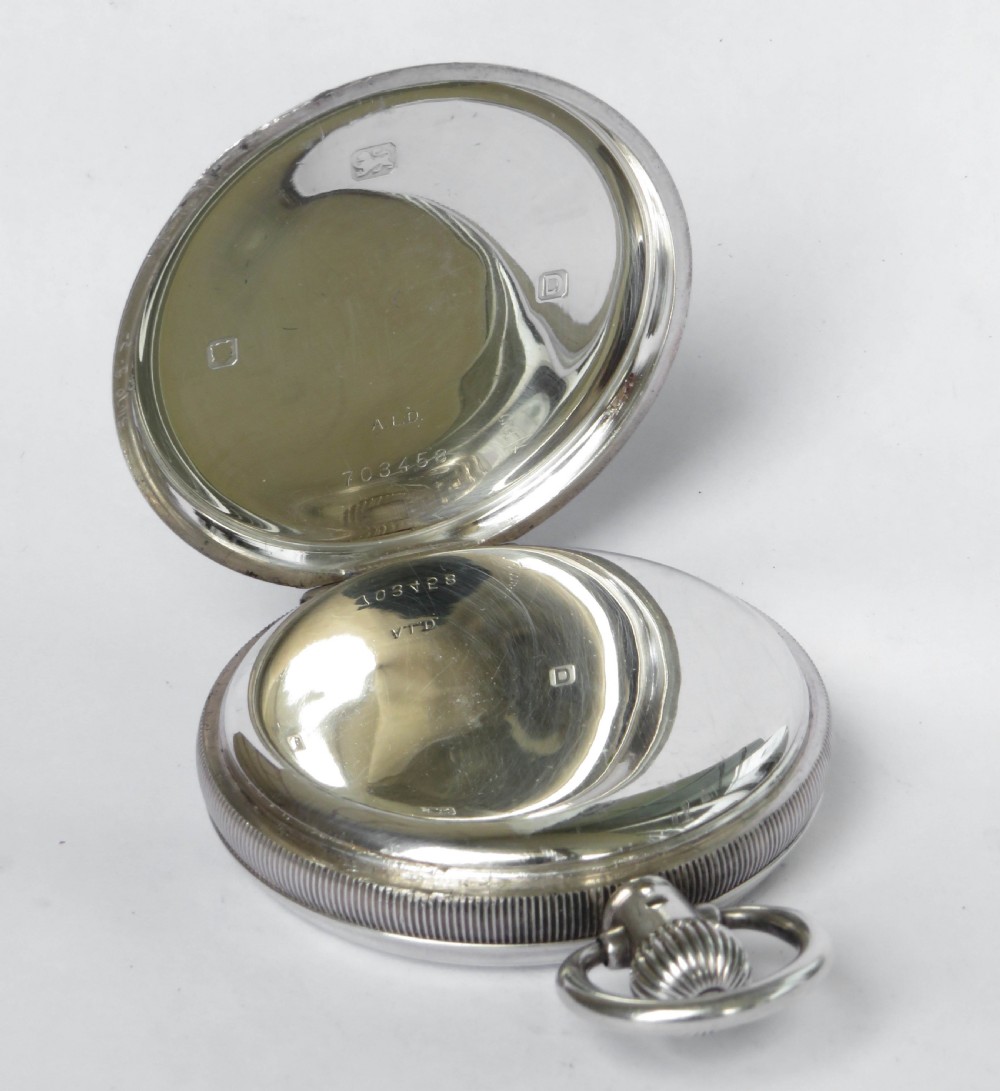 1939 silver Bravington Renown full hunter pocket watch View III