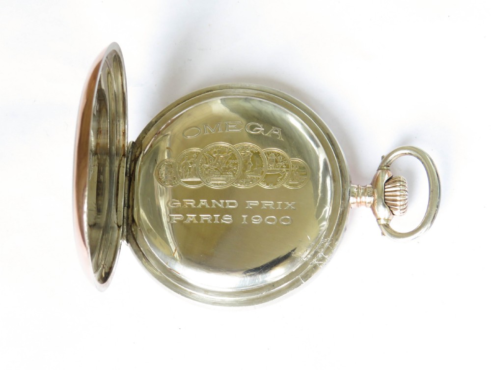 Antique silver Omega pocket watch, 1912 View III