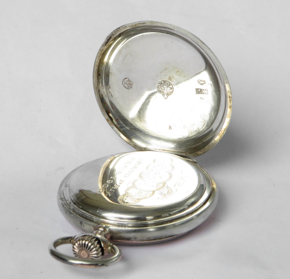 Antique silver Omega pocket watch, 1912 View IV
