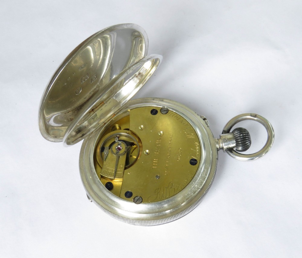 Antique silver half hunter pocket watch, J W Benson View IV