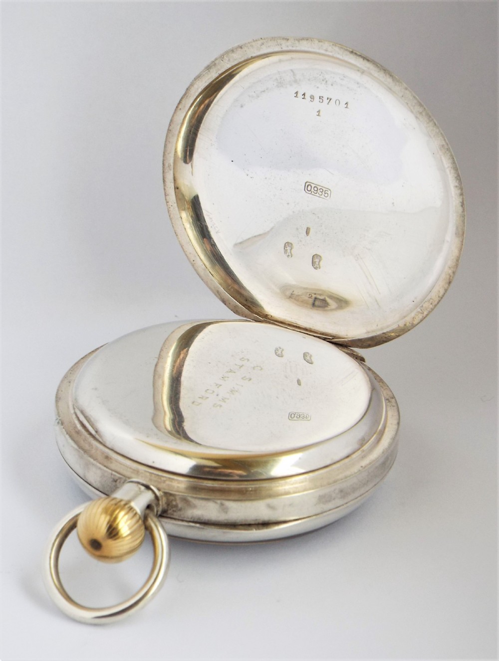 Antique silver Omega pocket watch. View III