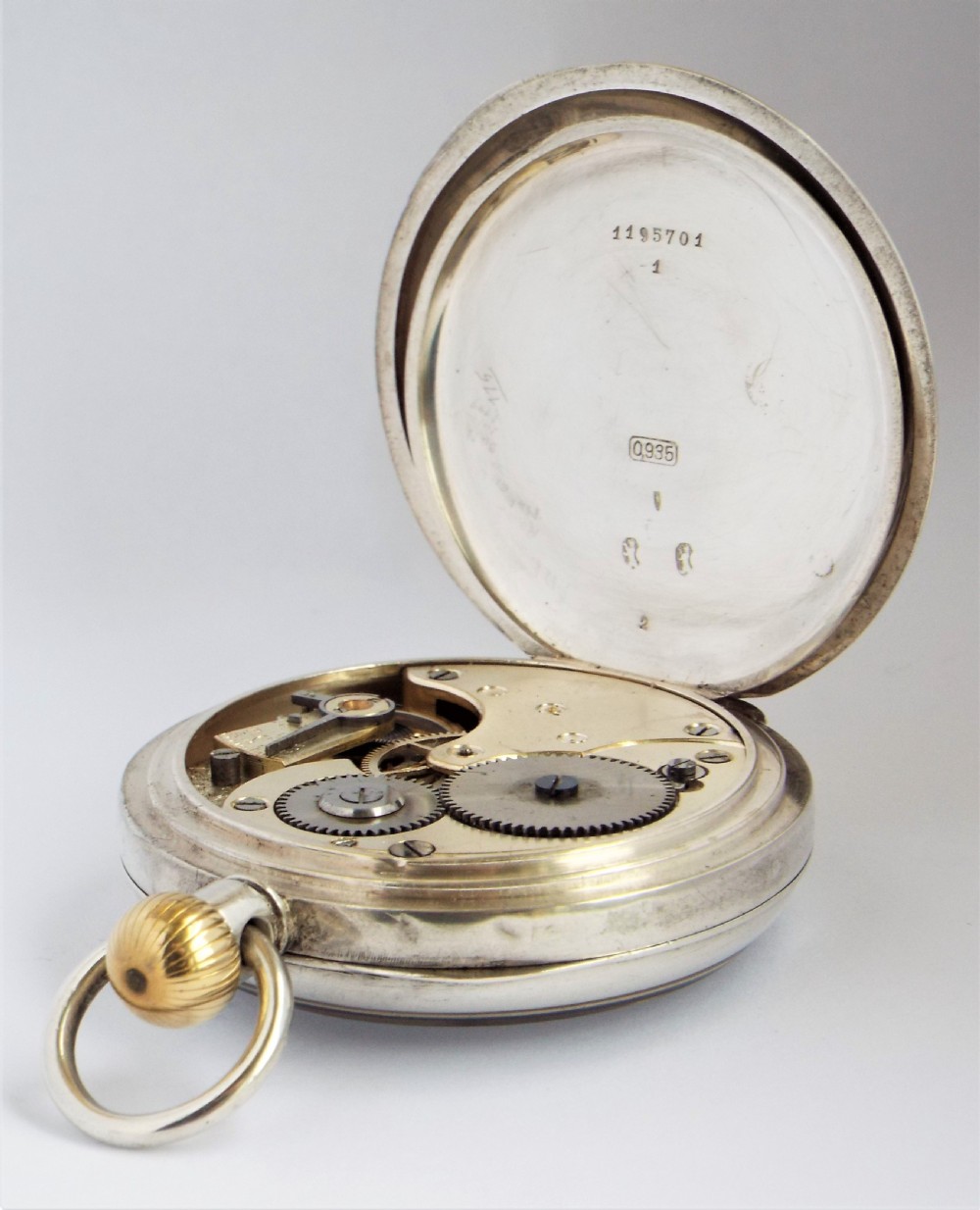 Antique silver Omega pocket watch. View IV