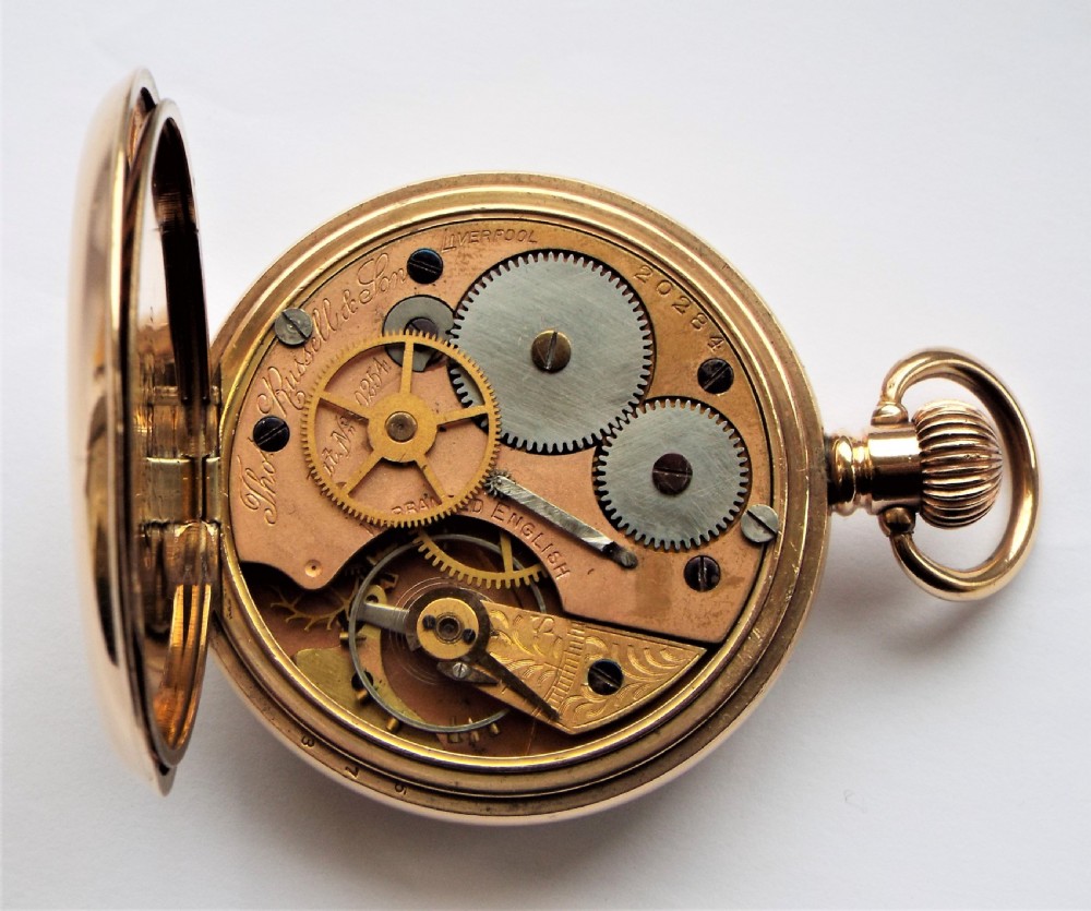 1910s Thomas Russell centre seconds chronograph pocket watch. View V