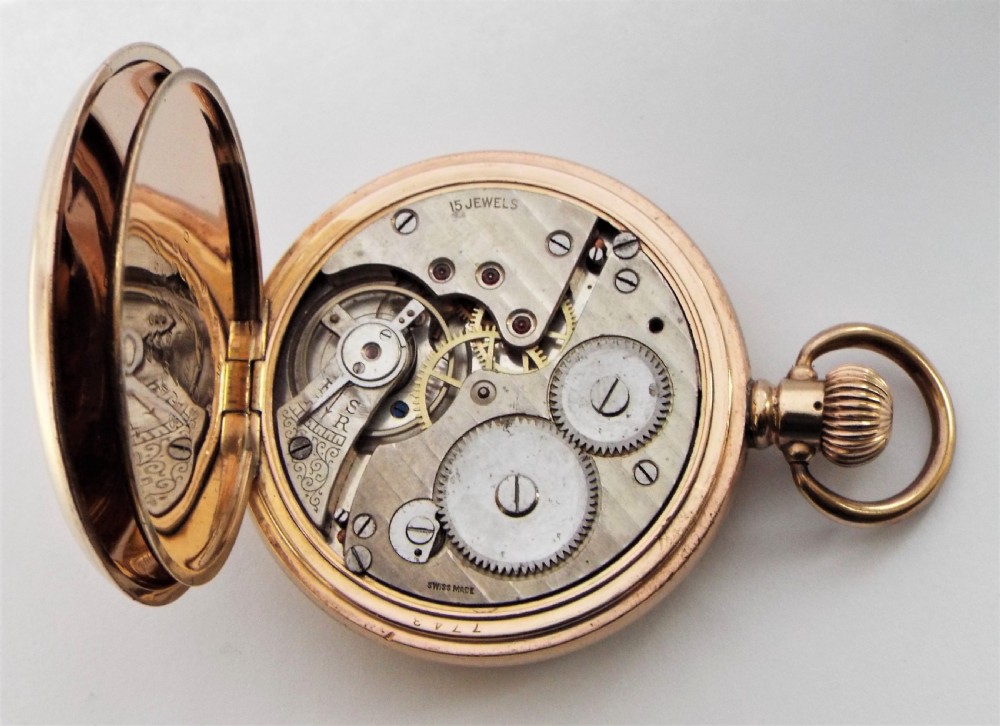 1920s Swiss full hunter pocket watch. View VI
