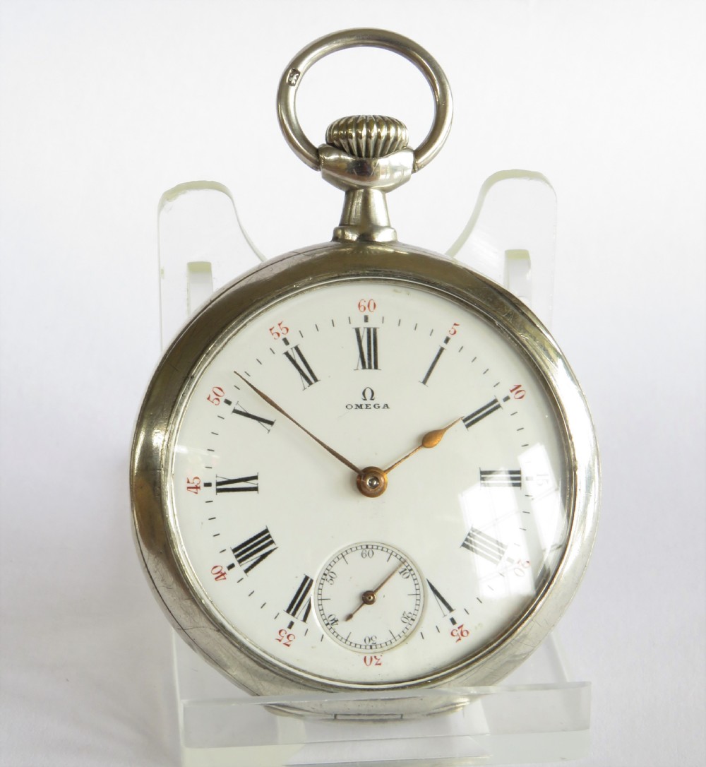 Antique silver Omega pocket watch View II