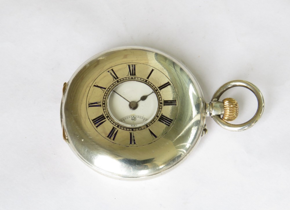 Antique silver half hunter pocket watch