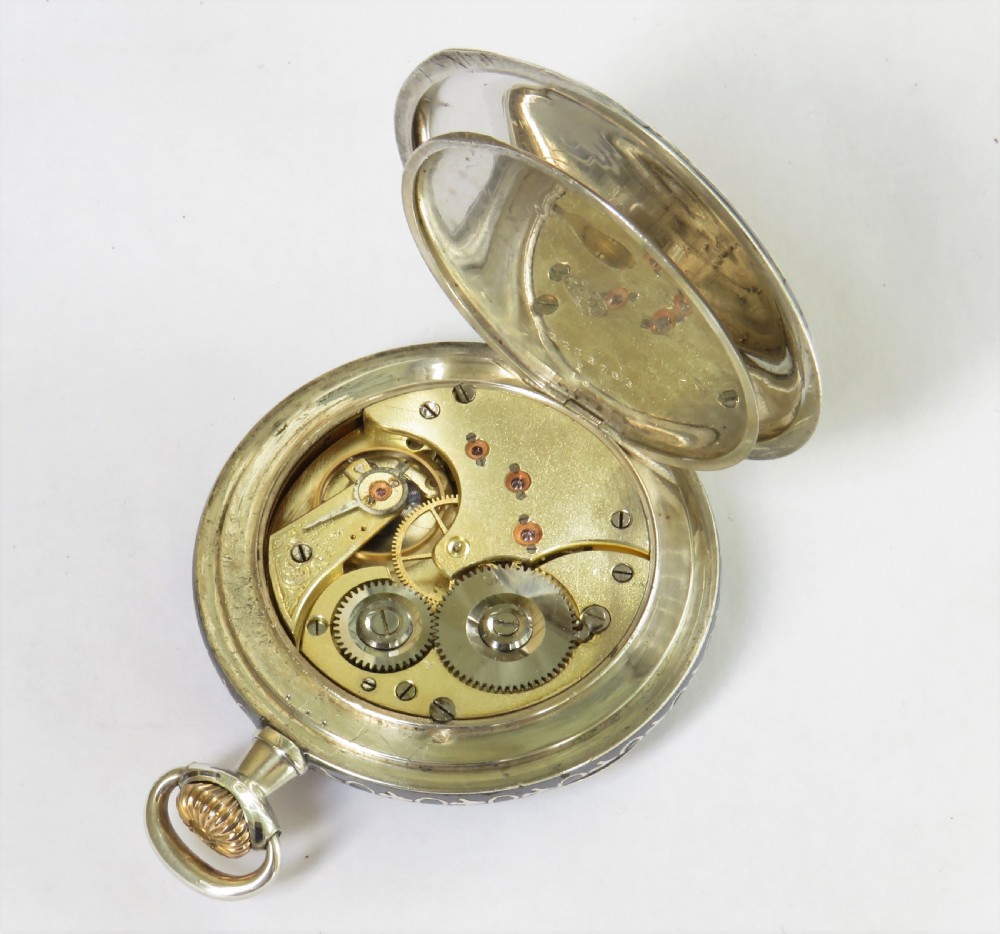Antique niello cased Omega pocket watch View V