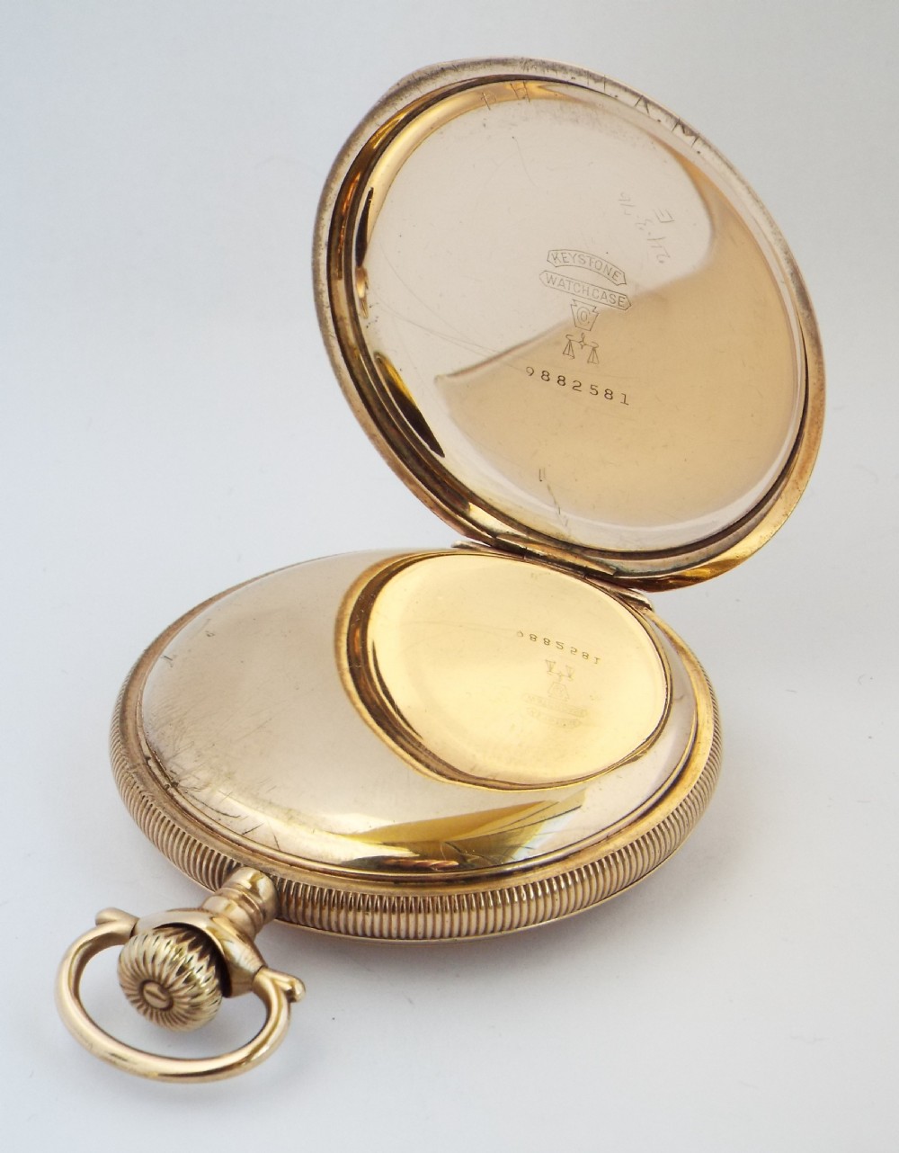 Antique Elgin full hunter pocket watch, 1913. View IV