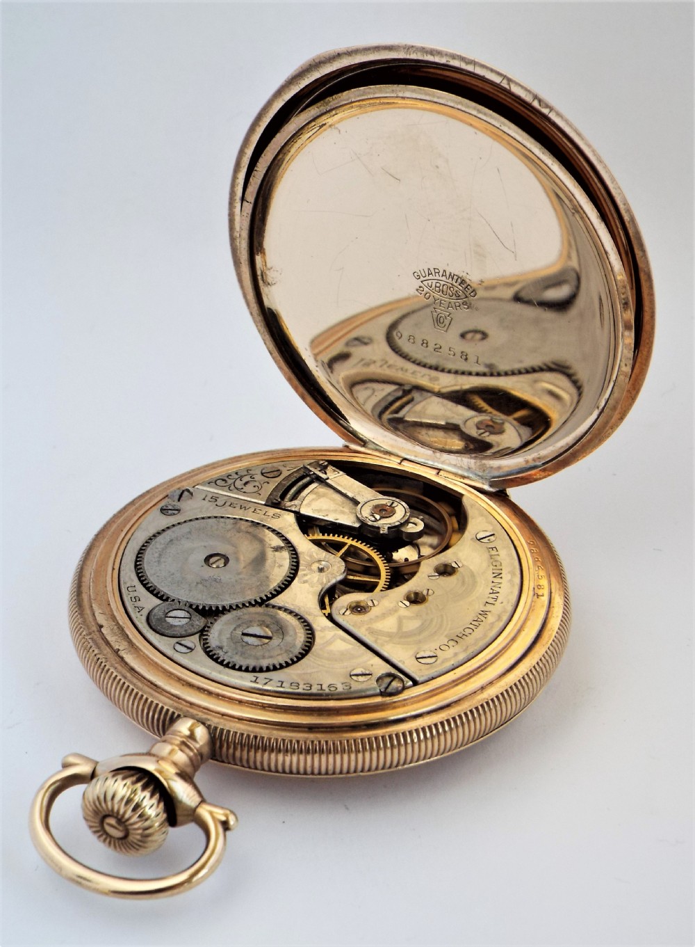 Antique Elgin full hunter pocket watch, 1913. View V