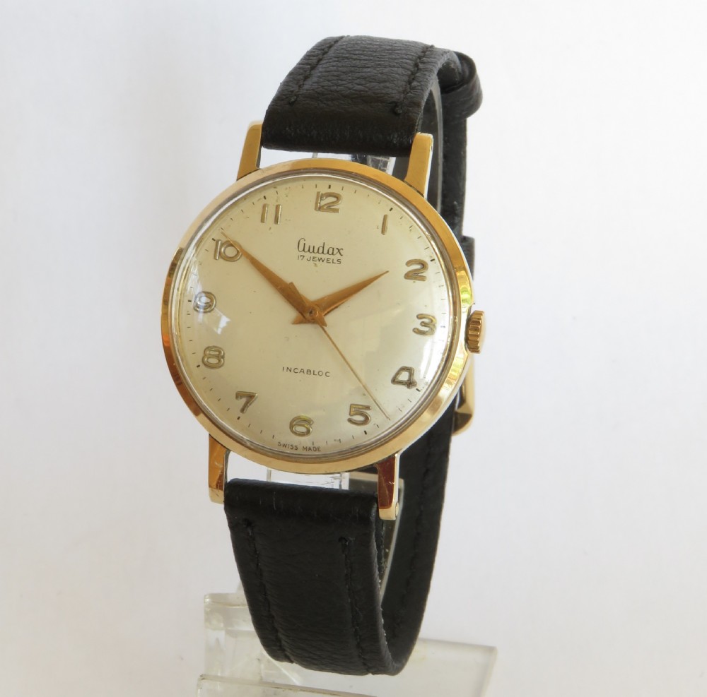 Gents 9ct gold Audax wrist watch, 1960
