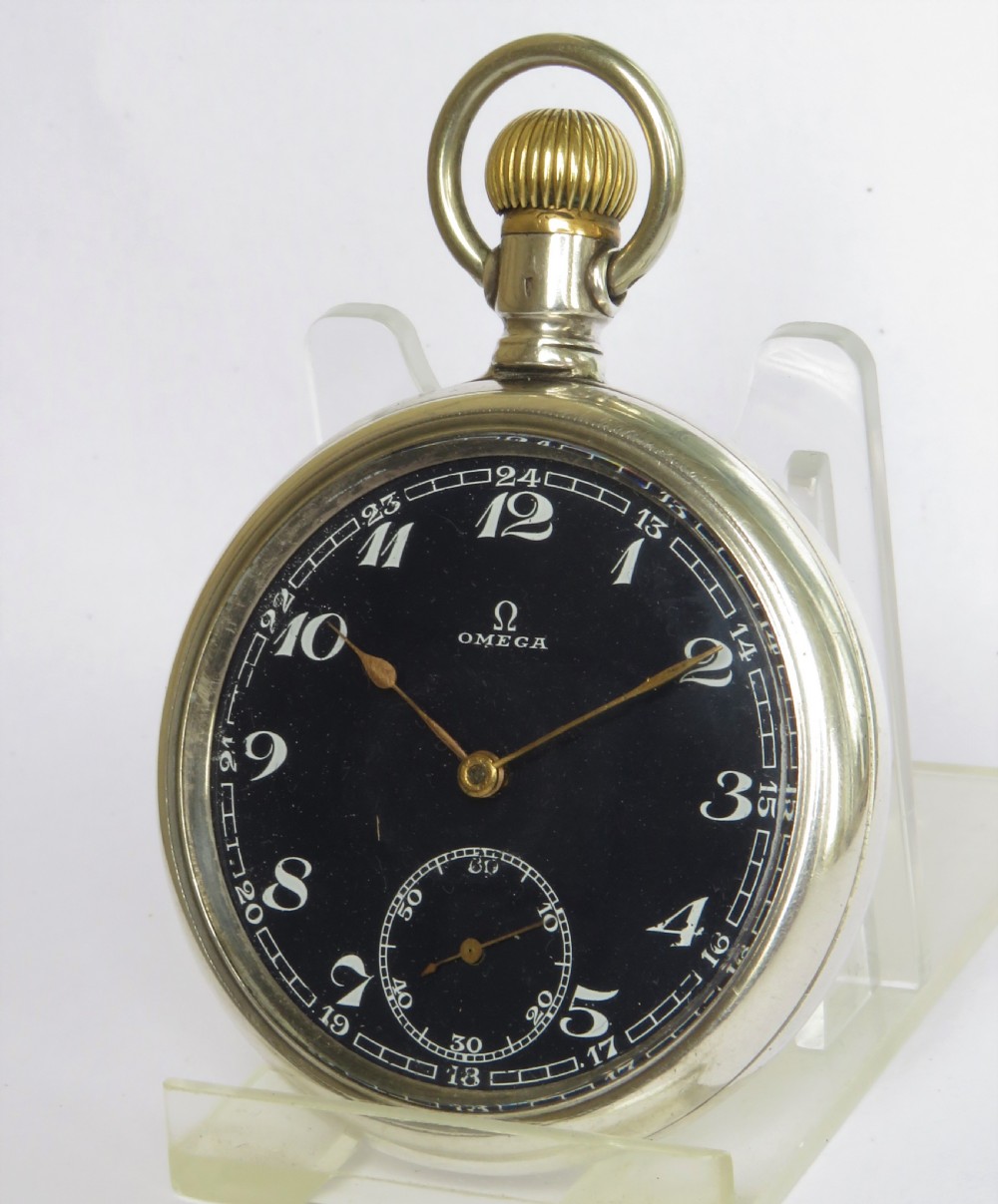 Antique Omega blue dial pocket watch, c1914