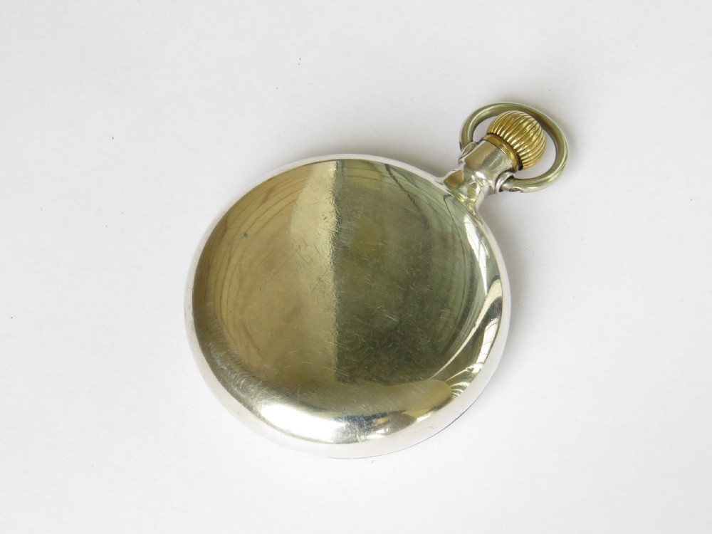 Antique Omega blue dial pocket watch, c1914 View IV