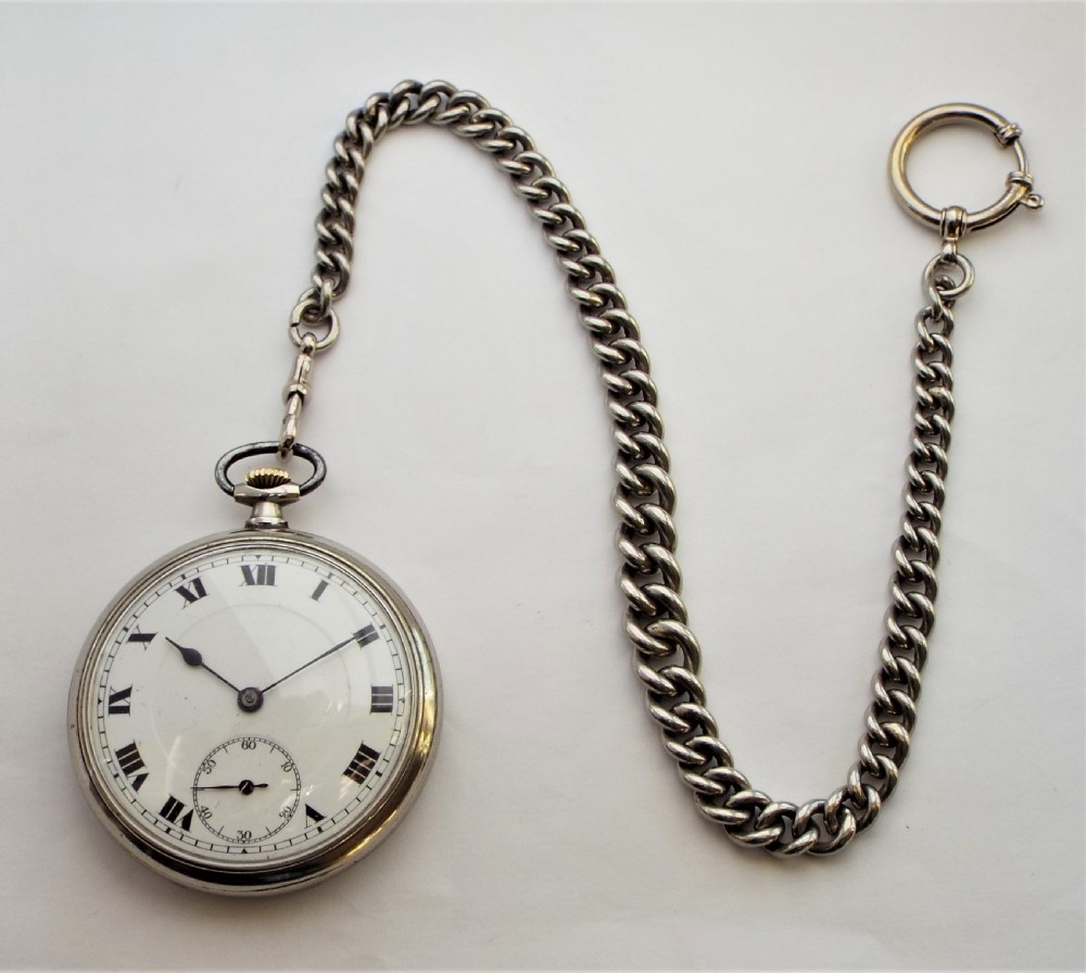 Antique 1920s Doxa pocket watch & chain. View III