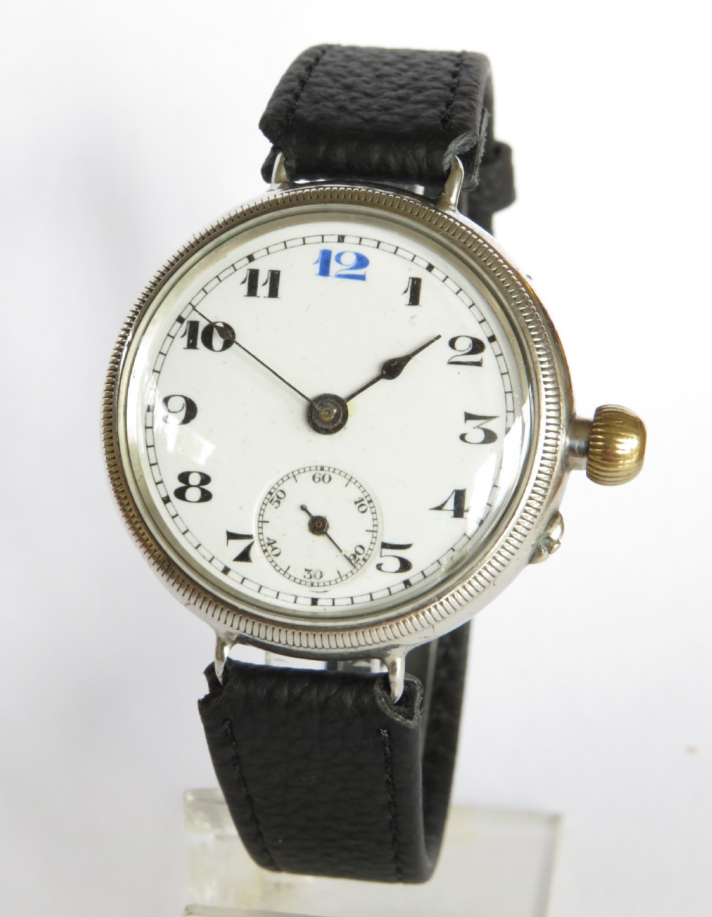 Gents WW1 antique silver trench watch, Borgel case
