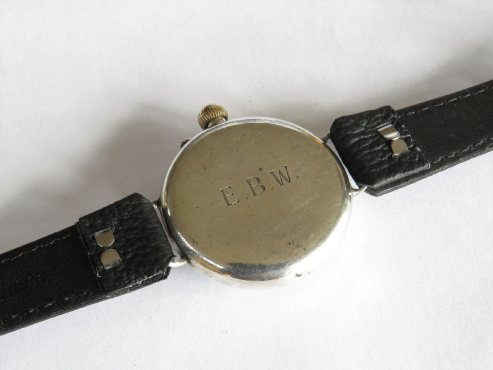 Gents WW1 antique silver trench watch, Borgel case View V