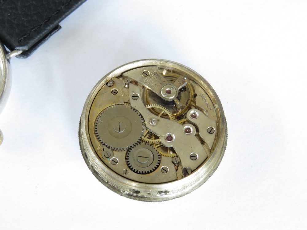 Gents WW1 antique silver trench watch, Borgel case View VI