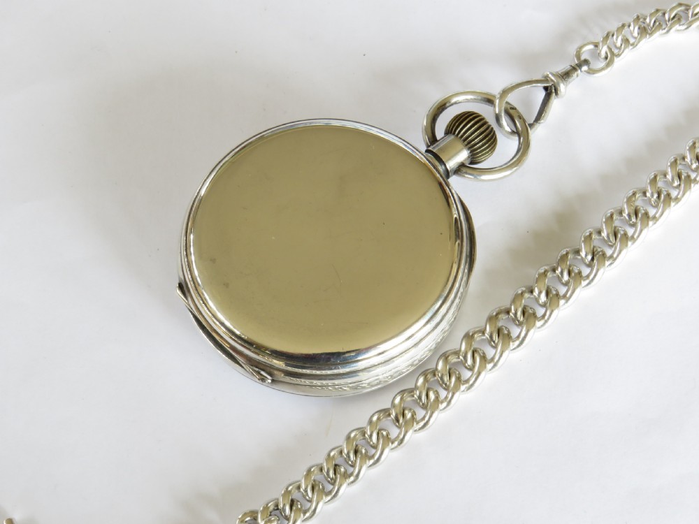 Antique silver goliath Stauffer pocket watch and chain View V