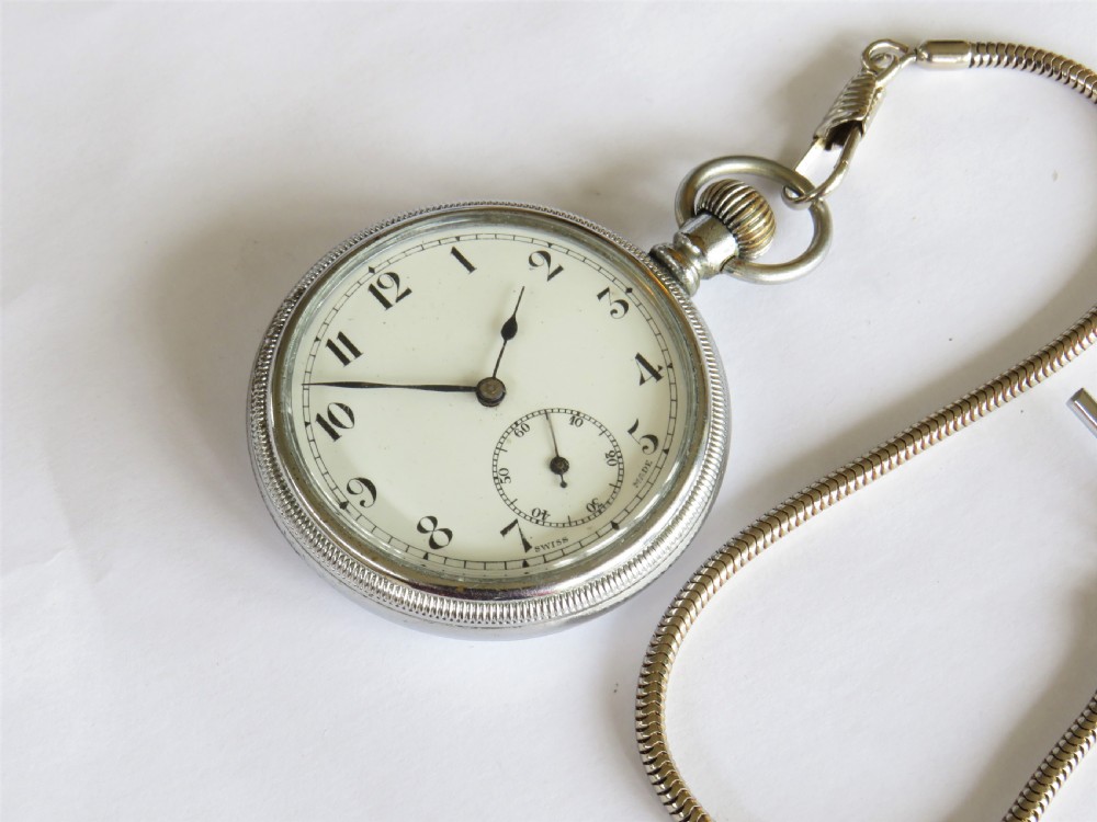 1930s Swiss pocket watch and chain View II