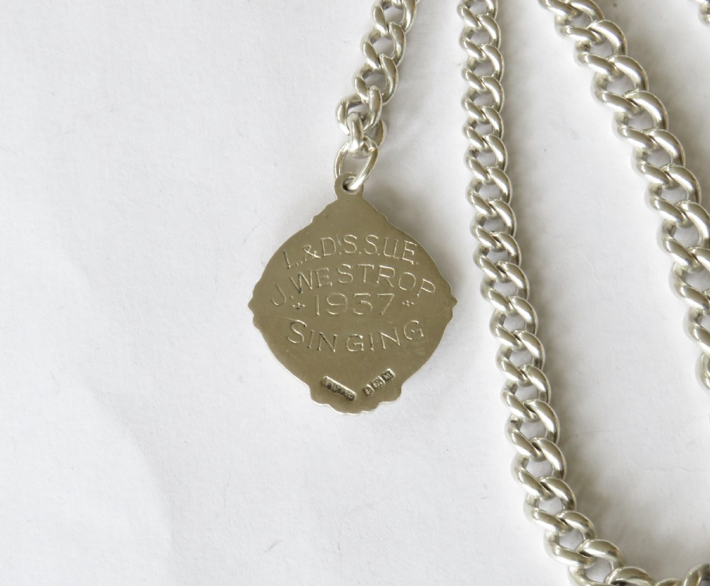Antique silver watch chain and fob View III