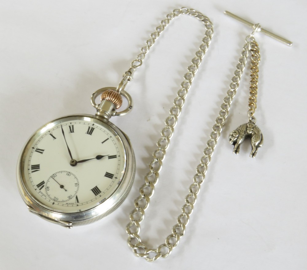1919 Zenith pocket watch and chain View II
