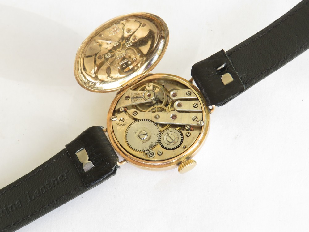 Gents antique 9ct gold wrist watch, 1919 View IV