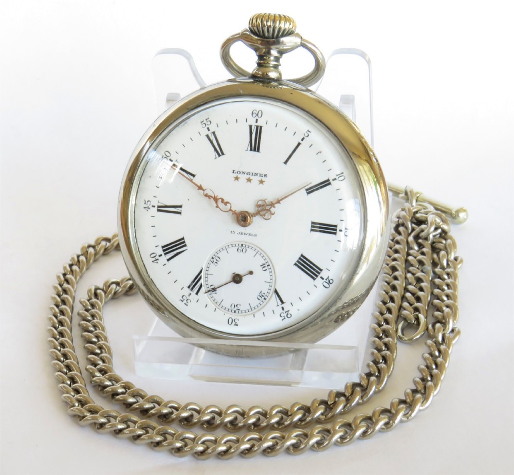 Antique 1928 Longines pocket watch and chain